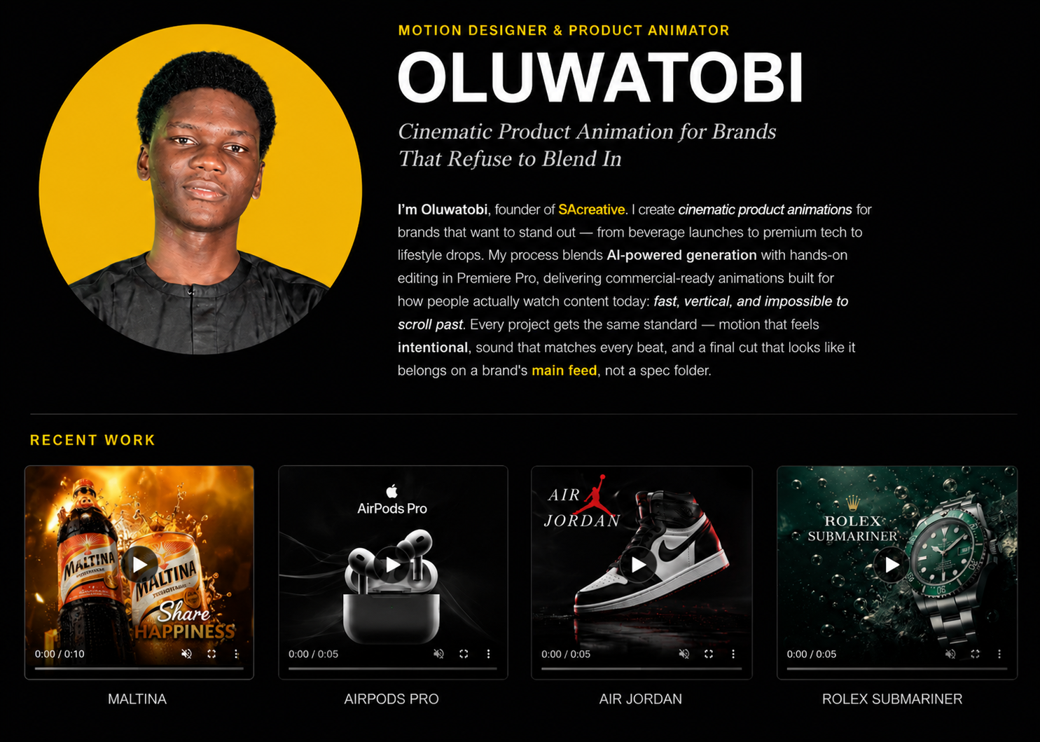 Oluwatobi — Motion Designer & Product Animator